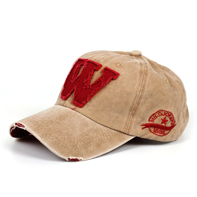 2026 New Cotton Letter W Baseball Cap Retro Outdoor Sports Caps Women Bone Gorras Curved Fitted Washed Vintage Dad Hats for Men