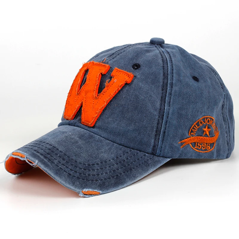 2026 New Cotton Letter W Baseball Cap Retro Outdoor Sports Caps Women Bone Gorras Curved Fitted Washed Vintage Dad Hats for Men