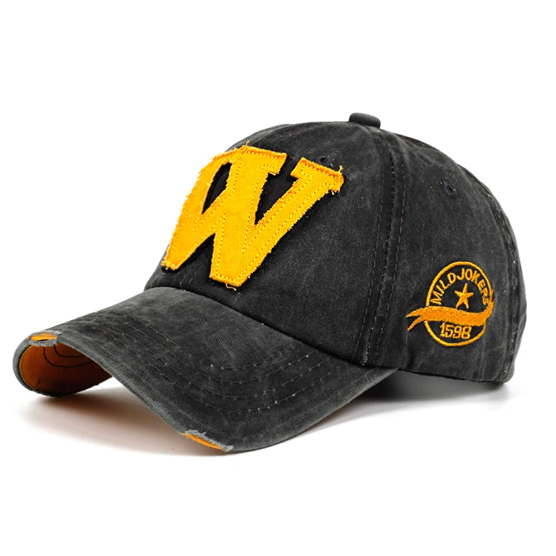2026 New Cotton Letter W Baseball Cap Retro Outdoor Sports Caps Women Bone Gorras Curved Fitted Washed Vintage Dad Hats for Men