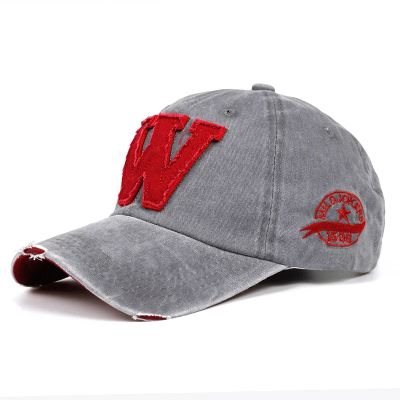 2026 New Cotton Letter W Baseball Cap Retro Outdoor Sports Caps Women Bone Gorras Curved Fitted Washed Vintage Dad Hats for Men