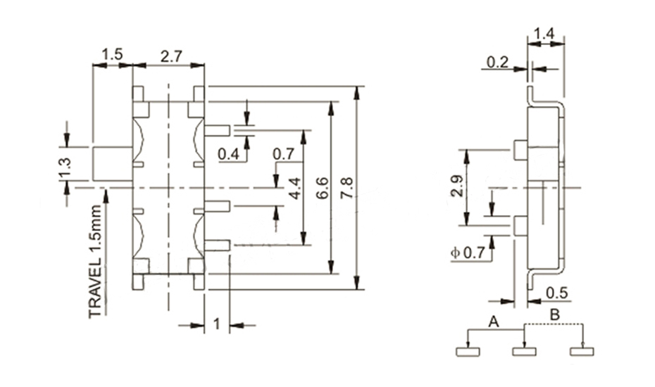 20PCS 7 Pin Mini Slide Switch On-OFF 2Position Micro Slide Toggle Switch 1P2T H=1.5MM Miniature Horizontal Slide Switch SMD