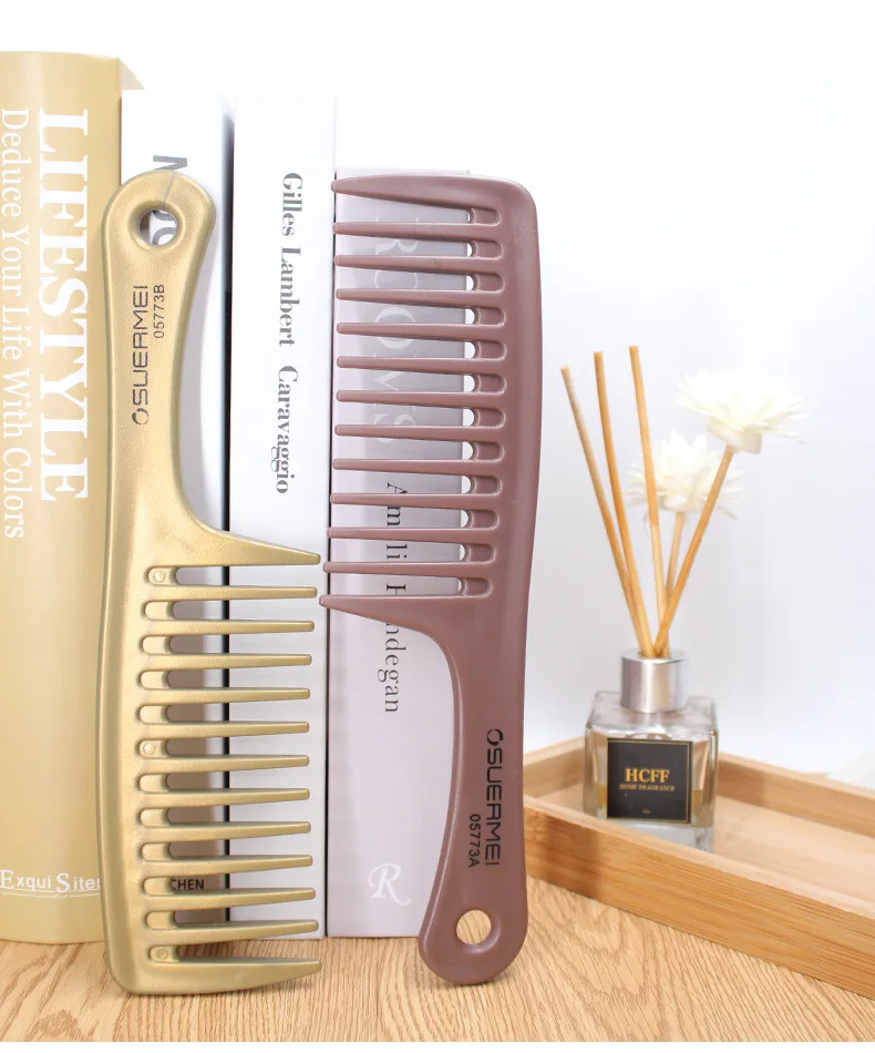 Thick Wide Tooth Comb Heat Resistant Hairdressing Hair Brush Durable Plastic Anti Static Detangling Hair Comb for Curly Wet Hair