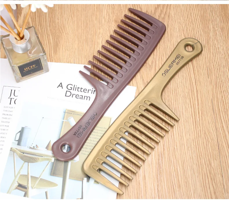Thick Wide Tooth Comb Heat Resistant Hairdressing Hair Brush Durable Plastic Anti Static Detangling Hair Comb for Curly Wet Hair