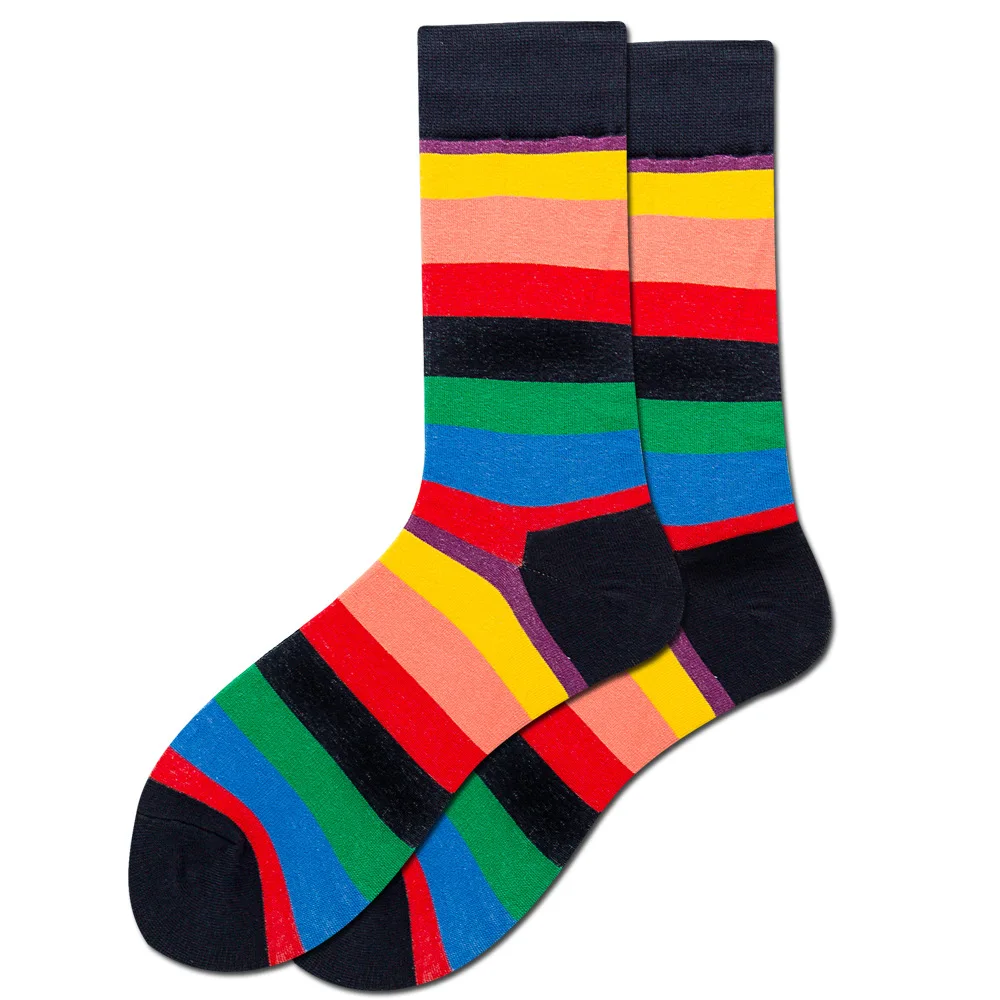 Men Happy Colorful Striped Women Socks Quality Plaid Diamond Pattern Argyle Geometric Harajuku Combed Cotton Sock Christmas Gift