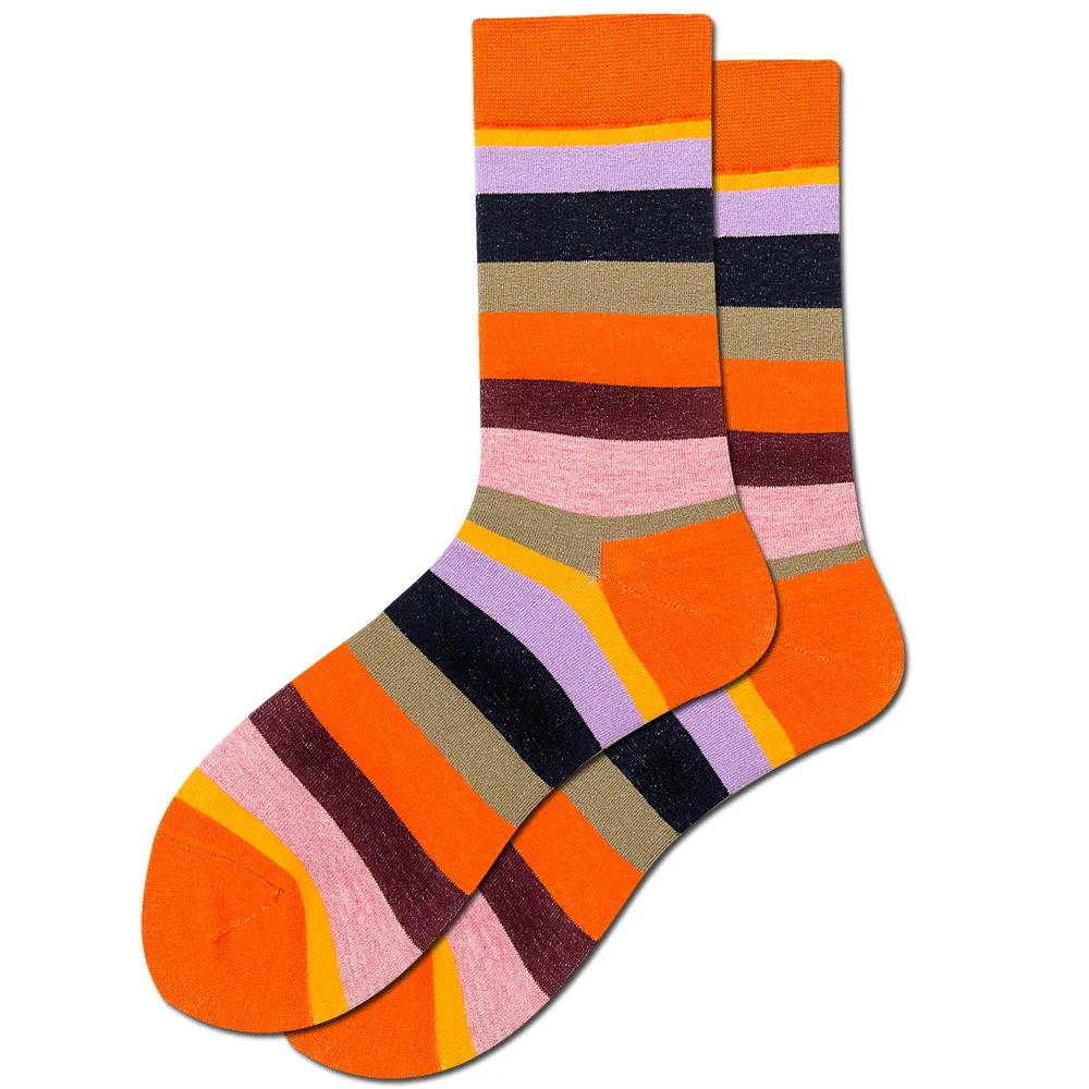 Men Happy Colorful Striped Women Socks Quality Plaid Diamond Pattern Argyle Geometric Harajuku Combed Cotton Sock Christmas Gift