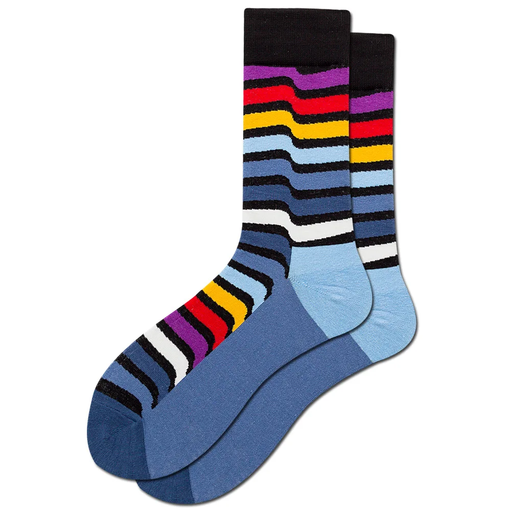 Men Happy Colorful Striped Women Socks Quality Plaid Diamond Pattern Argyle Geometric Harajuku Combed Cotton Sock Christmas Gift