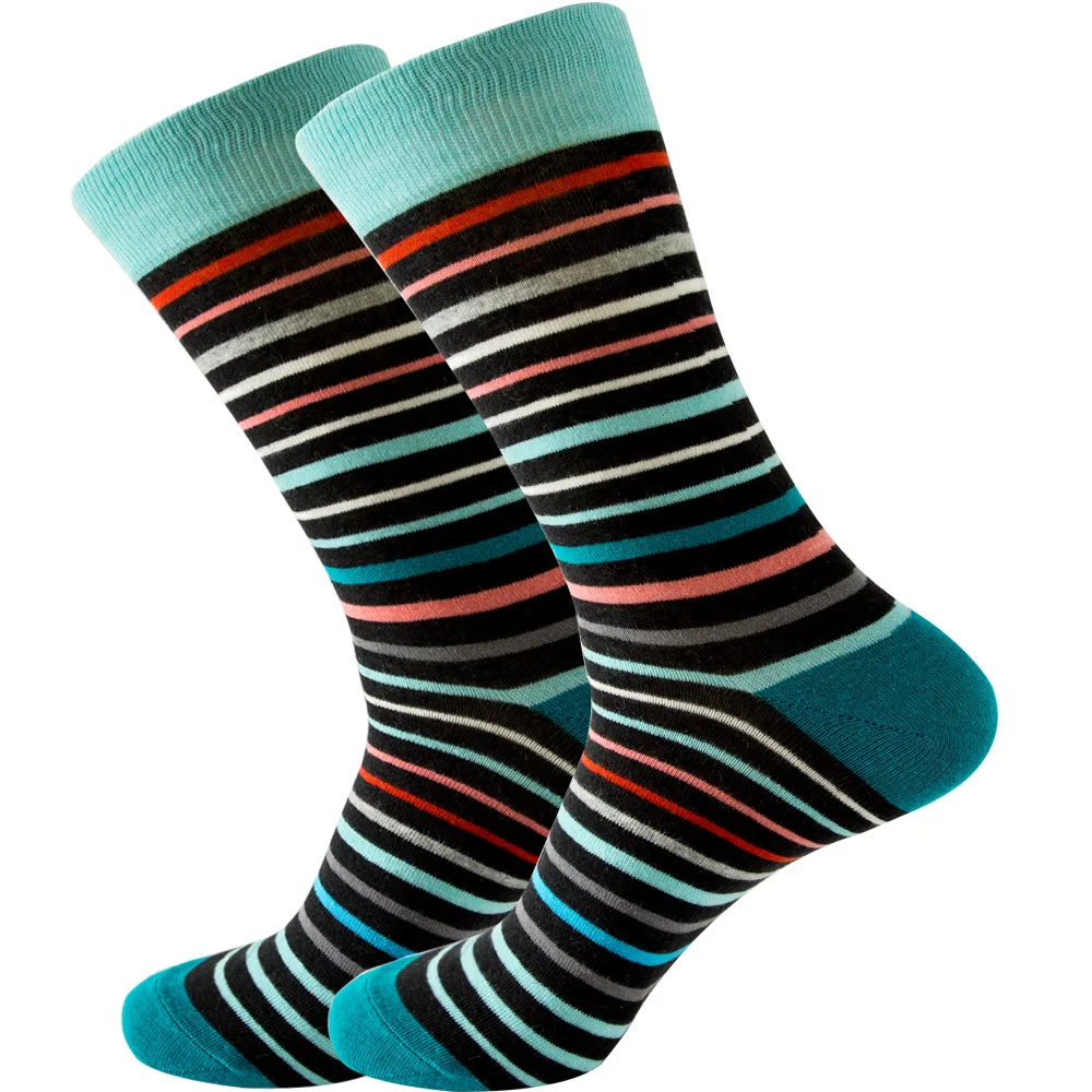 Men Happy Colorful Striped Women Socks Quality Plaid Diamond Pattern Argyle Geometric Harajuku Combed Cotton Sock Christmas Gift