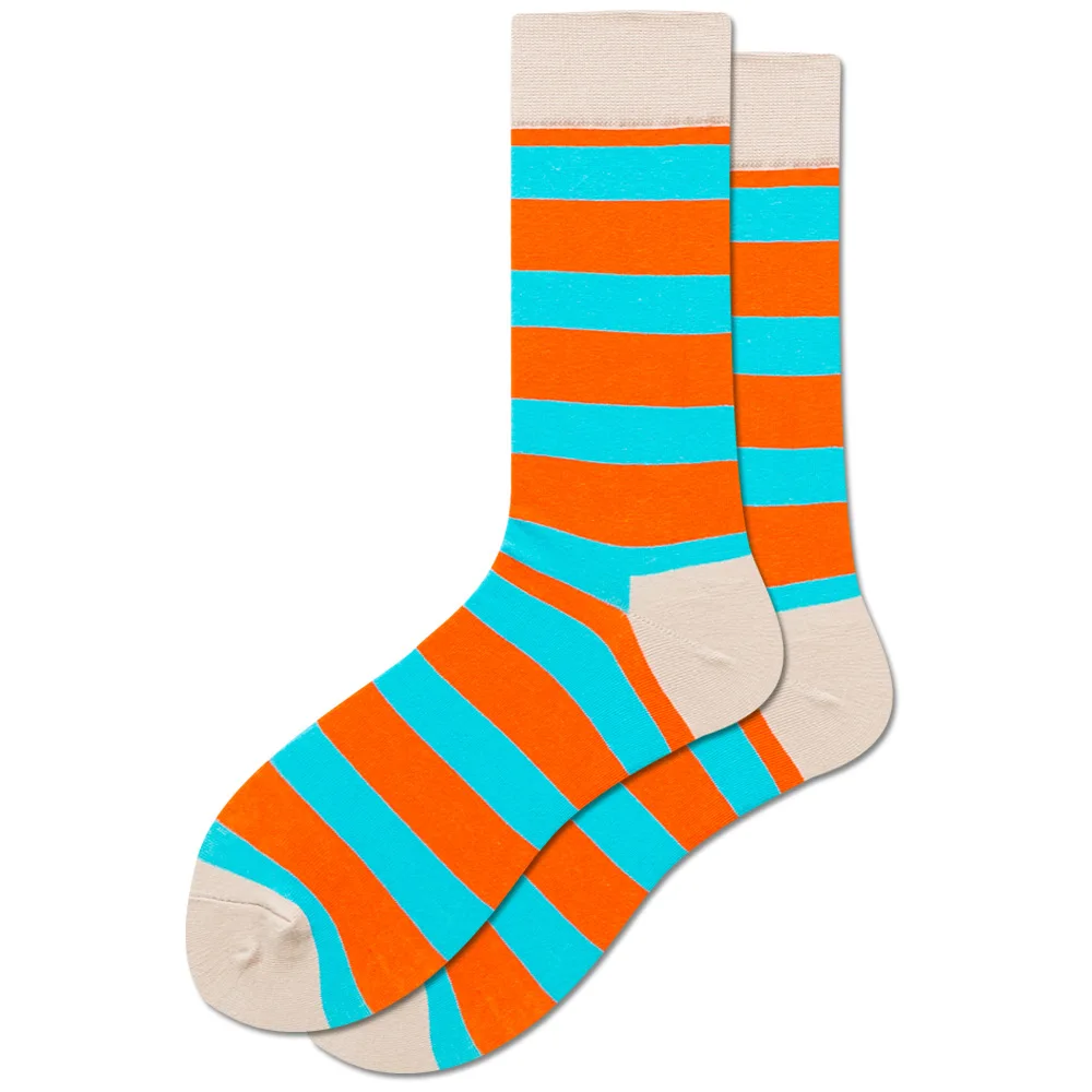 Men Happy Colorful Striped Women Socks Quality Plaid Diamond Pattern Argyle Geometric Harajuku Combed Cotton Sock Christmas Gift