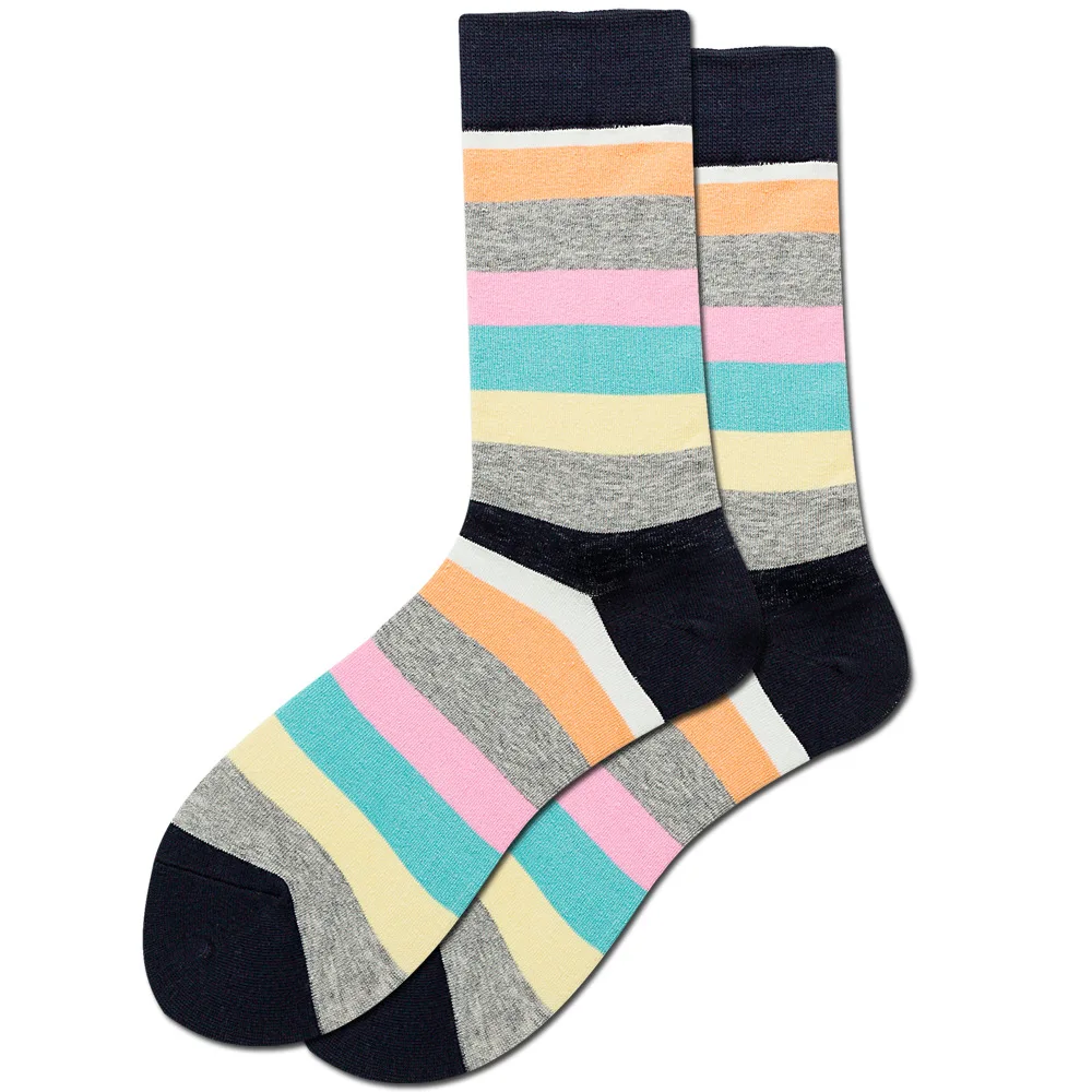 Men Happy Colorful Striped Women Socks Quality Plaid Diamond Pattern Argyle Geometric Harajuku Combed Cotton Sock Christmas Gift