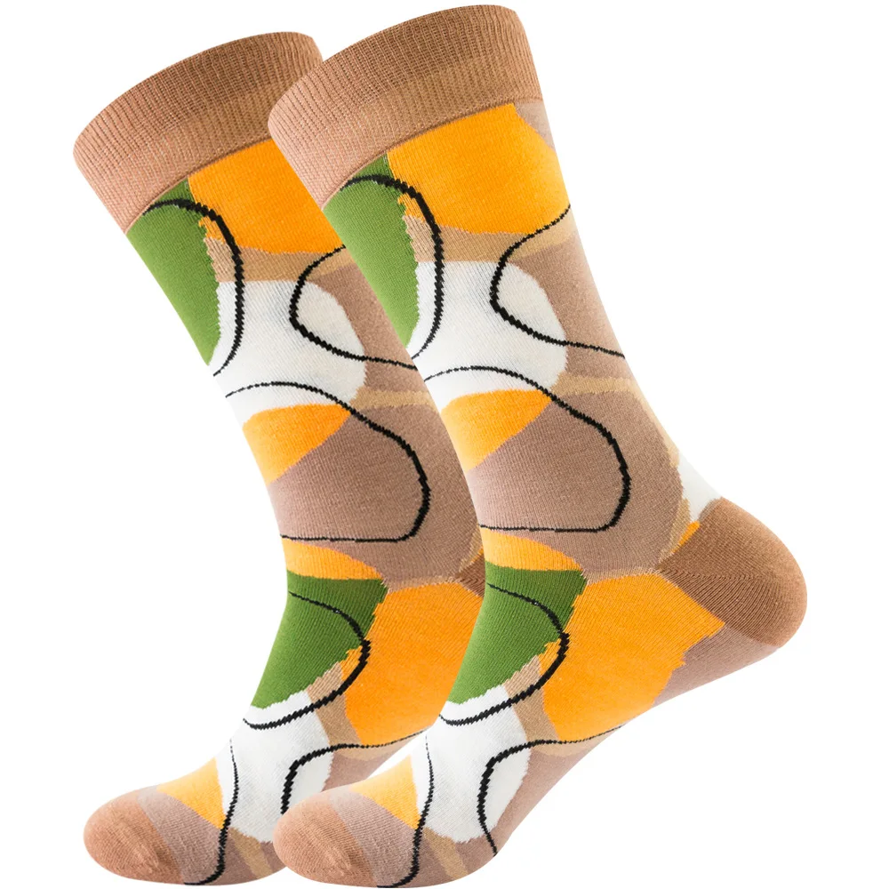 Men Happy Colorful Striped Women Socks Quality Plaid Diamond Pattern Argyle Geometric Harajuku Combed Cotton Sock Christmas Gift