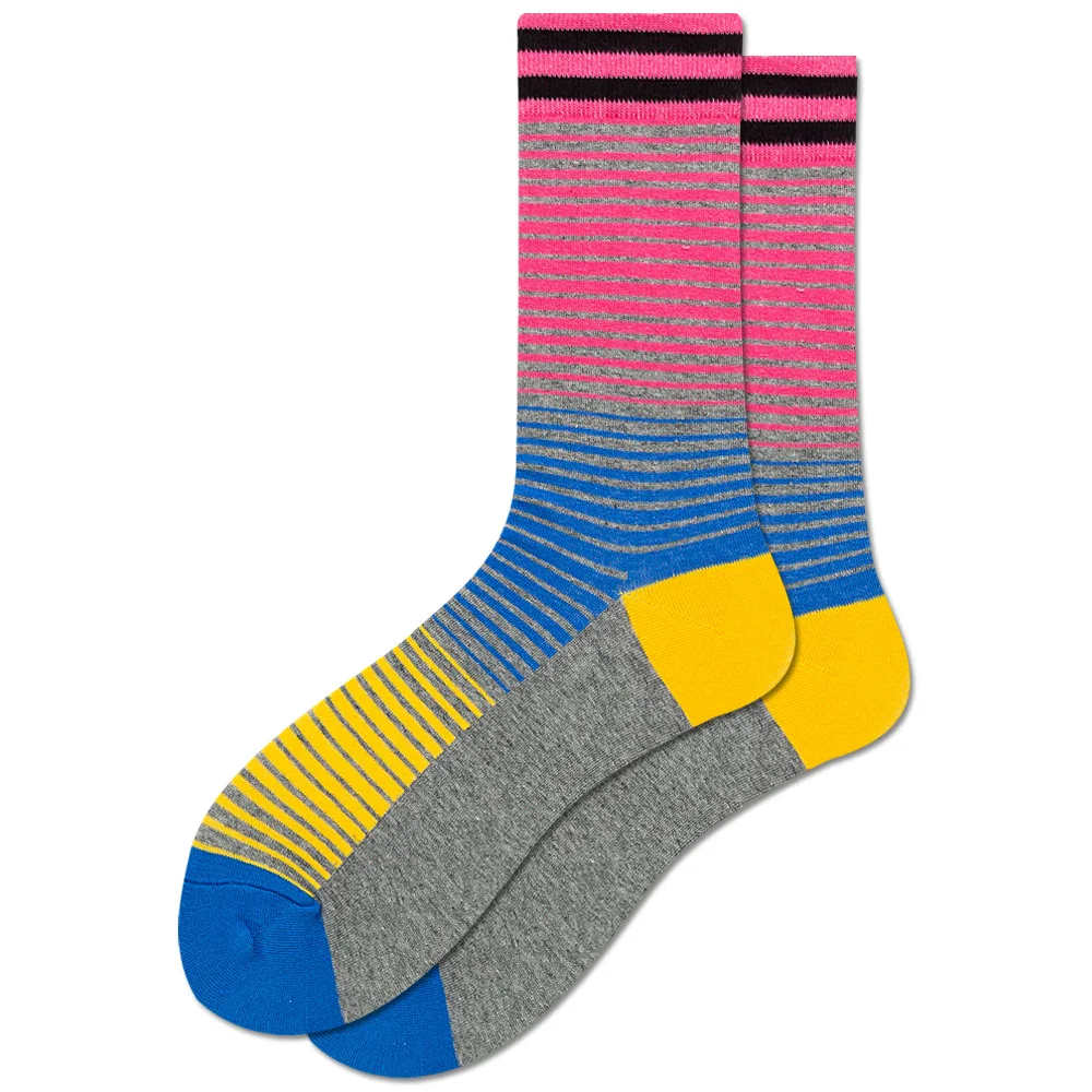 Men Happy Colorful Striped Women Socks Quality Plaid Diamond Pattern Argyle Geometric Harajuku Combed Cotton Sock Christmas Gift
