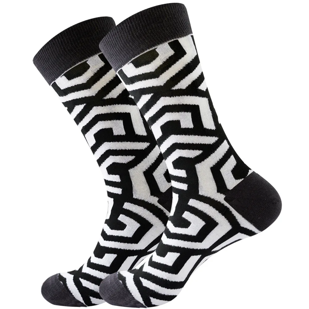 Men Happy Colorful Striped Women Socks Quality Plaid Diamond Pattern Argyle Geometric Harajuku Combed Cotton Sock Christmas Gift