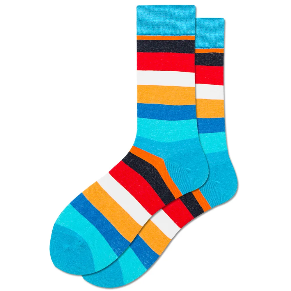 Men Happy Colorful Striped Women Socks Quality Plaid Diamond Pattern Argyle Geometric Harajuku Combed Cotton Sock Christmas Gift