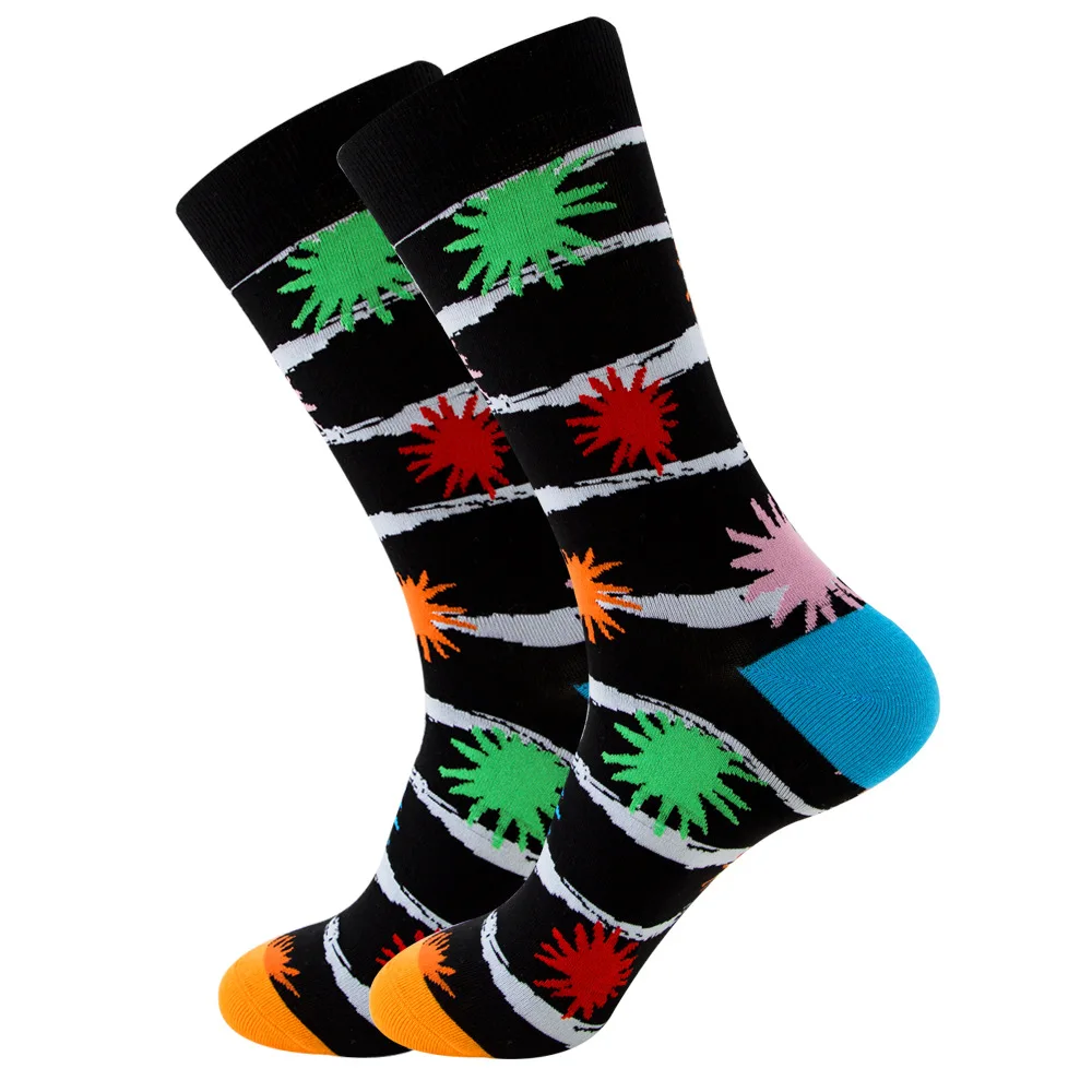 Men Happy Colorful Striped Women Socks Quality Plaid Diamond Pattern Argyle Geometric Harajuku Combed Cotton Sock Christmas Gift