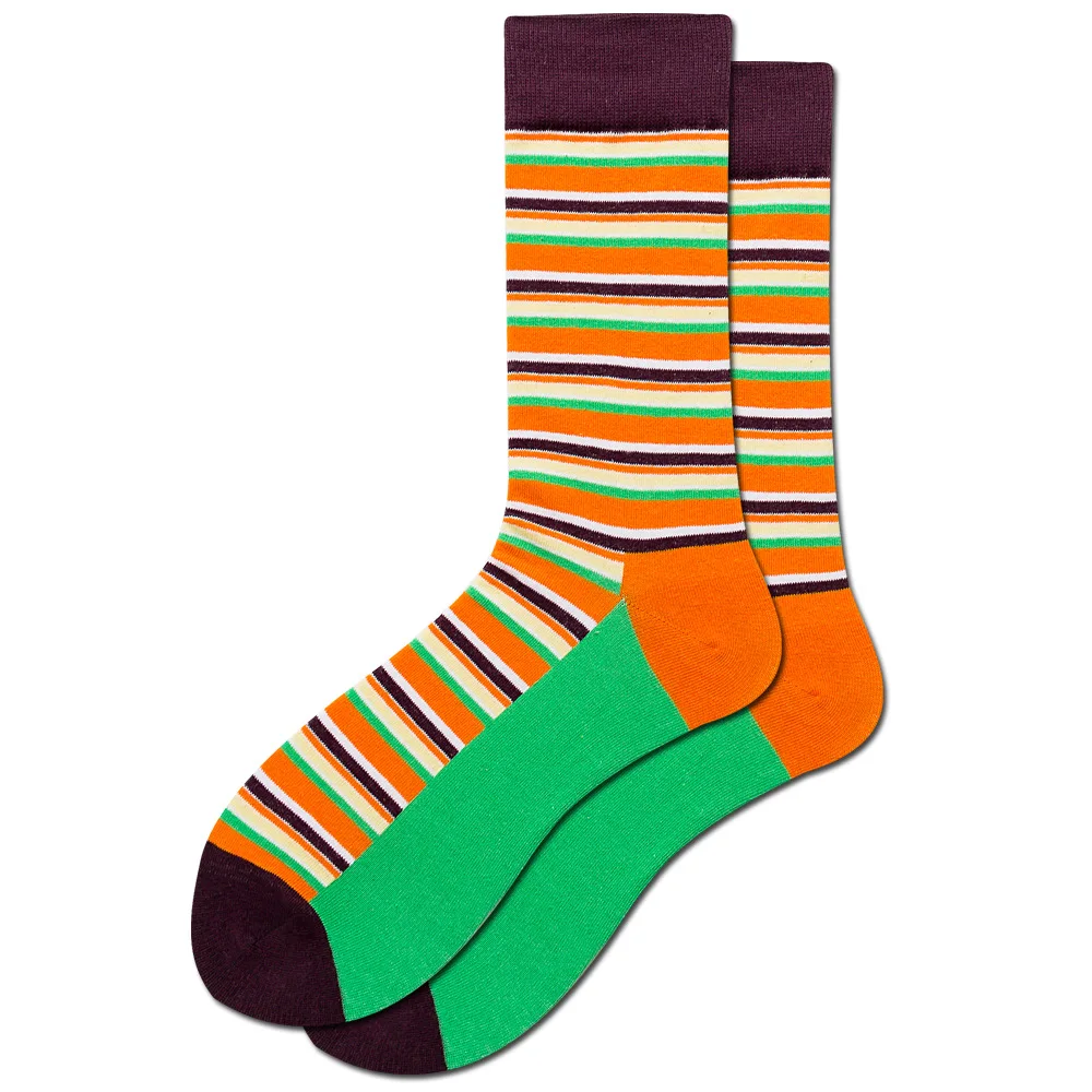 Men Happy Colorful Striped Women Socks Quality Plaid Diamond Pattern Argyle Geometric Harajuku Combed Cotton Sock Christmas Gift