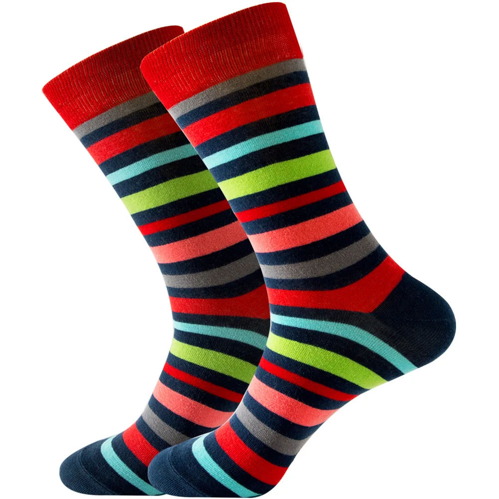 Men Happy Colorful Striped Women Socks Quality Plaid Diamond Pattern Argyle Geometric Harajuku Combed Cotton Sock Christmas Gift