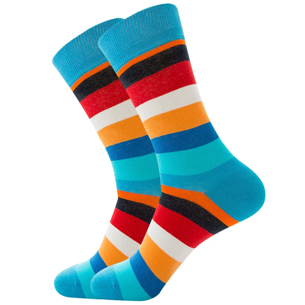 Men Happy Colorful Striped Women Socks Quality Plaid Diamond Pattern Argyle Geometric Harajuku Combed Cotton Sock Christmas Gift