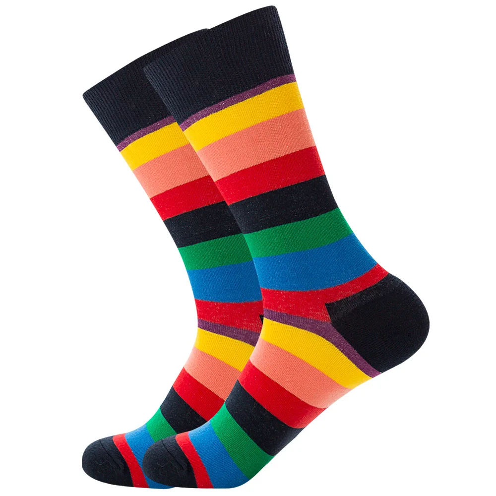 Men Happy Colorful Striped Women Socks Quality Plaid Diamond Pattern Argyle Geometric Harajuku Combed Cotton Sock Christmas Gift