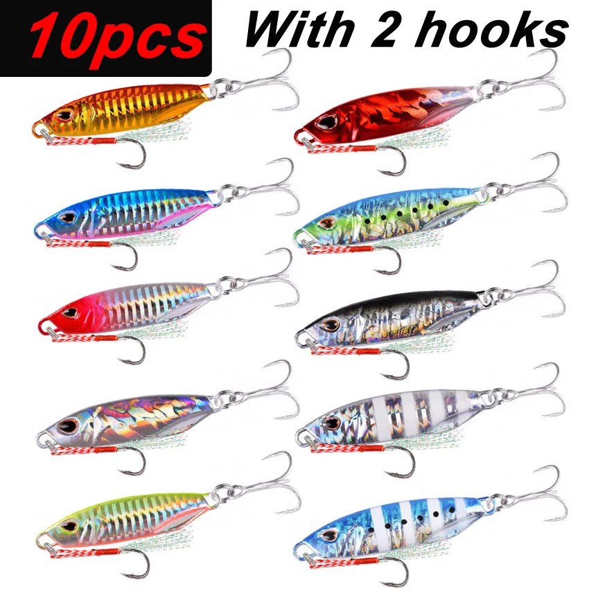 10Pcs Long Cast Metal Bait Spinner Spoon Sea Fishing Lures Jigs Trout Fishing Hard Baits Tackle Pesca Jigs Fish Jigging Set Bait