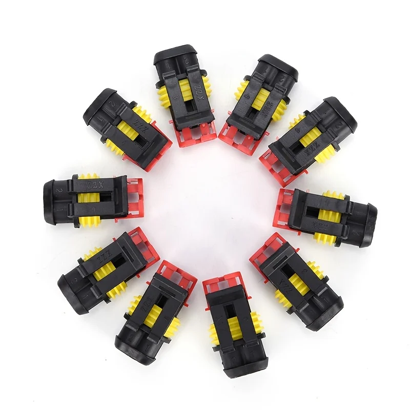10 Sets Kit 2 Pin Way AMP Super Seal Waterproof Electrical Wire Connector Plug