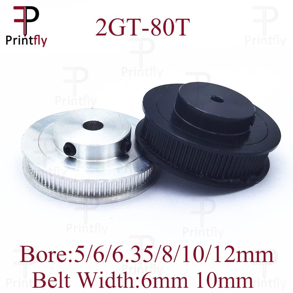 Printfly 2GT 60 teeth 2GT Timing Pulley Bore 5/6/6.35/8/10/12/14/15mm for GT2 Open Timing belt width 6mm/10/15mm 3D Printer