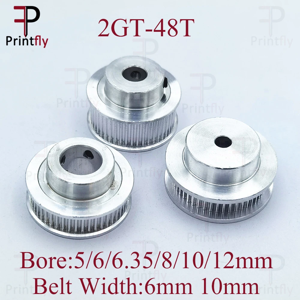 Printfly 2GT 60 teeth 2GT Timing Pulley Bore 5/6/6.35/8/10/12/14/15mm for GT2 Open Timing belt width 6mm/10/15mm 3D Printer