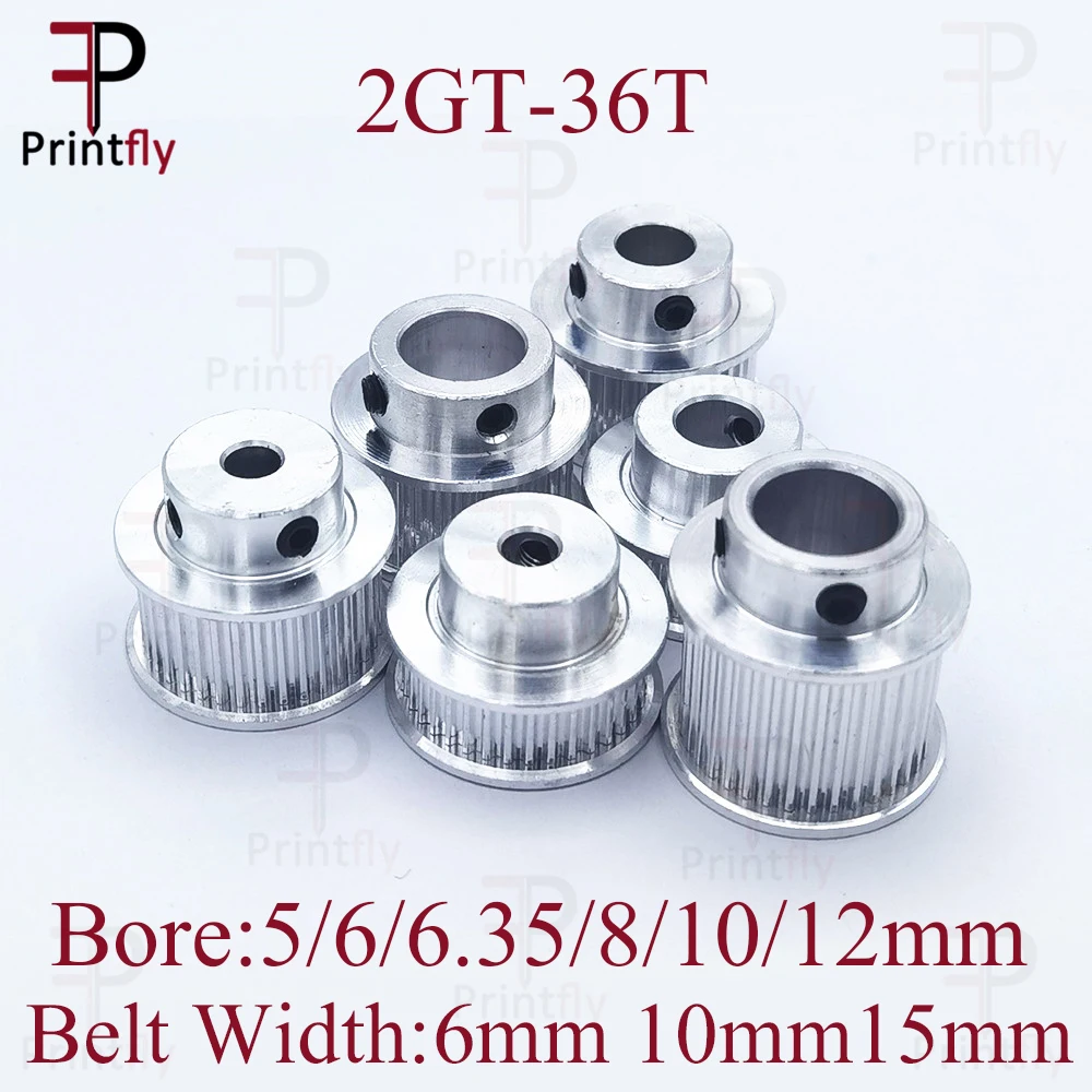 Printfly 2GT 60 teeth 2GT Timing Pulley Bore 5/6/6.35/8/10/12/14/15mm for GT2 Open Timing belt width 6mm/10/15mm 3D Printer