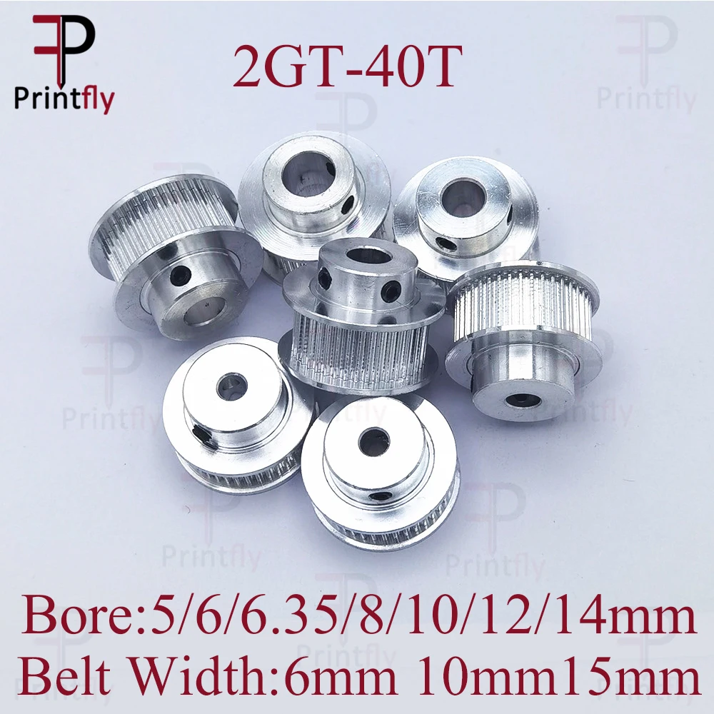 Printfly 2GT 60 teeth 2GT Timing Pulley Bore 5/6/6.35/8/10/12/14/15mm for GT2 Open Timing belt width 6mm/10/15mm 3D Printer