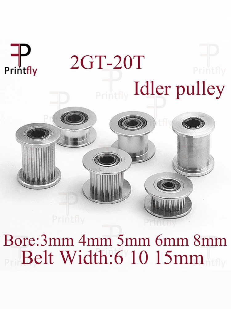 Printfly 2GT 60 teeth 2GT Timing Pulley Bore 5/6/6.35/8/10/12/14/15mm for GT2 Open Timing belt width 6mm/10/15mm 3D Printer