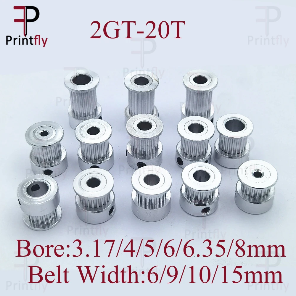 Printfly 2GT 60 teeth 2GT Timing Pulley Bore 5/6/6.35/8/10/12/14/15mm for GT2 Open Timing belt width 6mm/10/15mm 3D Printer