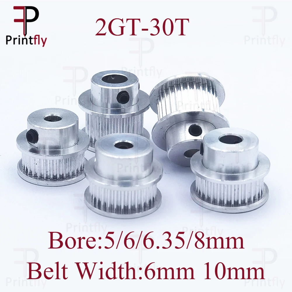 Printfly 2GT 60 teeth 2GT Timing Pulley Bore 5/6/6.35/8/10/12/14/15mm for GT2 Open Timing belt width 6mm/10/15mm 3D Printer
