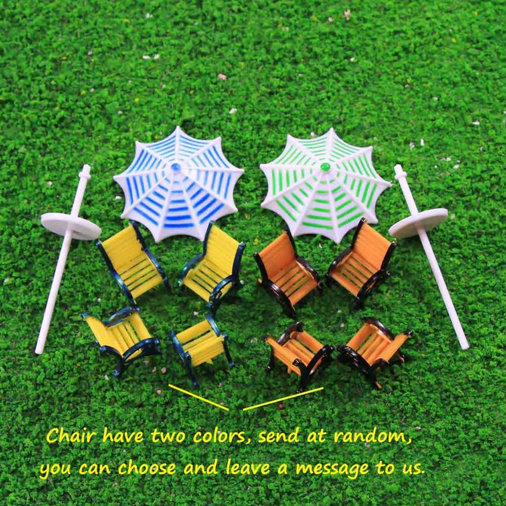 1Set Model Sun Umbrella With Chairs Set 1:100 1:150 Diorama Plastic Architecture Making Materials For Building Scene Layout