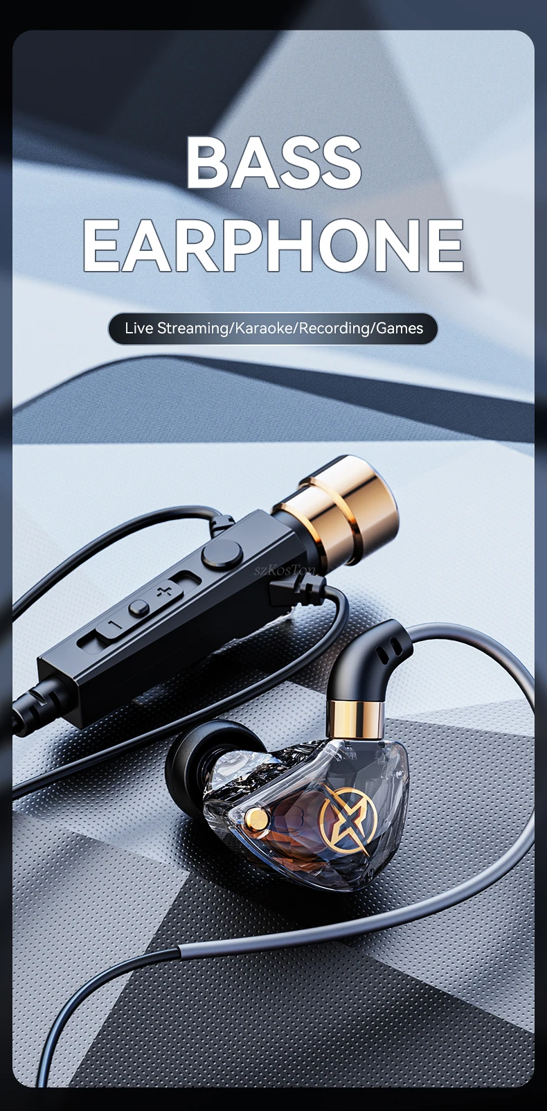 HiFi Wired Headphones with Microphone Noise-Cancelling Dynamic Earphones In Ear Earbuds Bass Headset For Sports Fitness Music