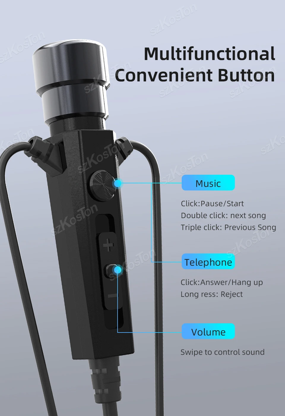 HiFi Wired Headphones with Microphone Noise-Cancelling Dynamic Earphones In Ear Earbuds Bass Headset For Sports Fitness Music