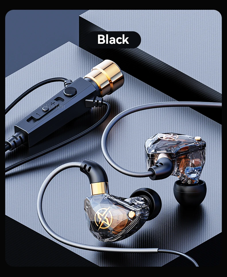HiFi Wired Headphones with Microphone Noise-Cancelling Dynamic Earphones In Ear Earbuds Bass Headset For Sports Fitness Music