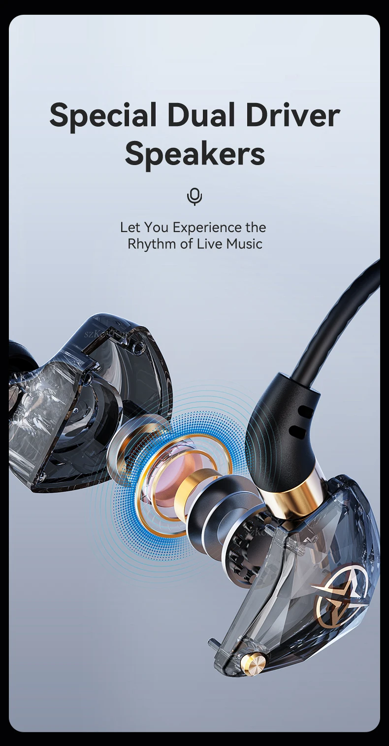 HiFi Wired Headphones with Microphone Noise-Cancelling Dynamic Earphones In Ear Earbuds Bass Headset For Sports Fitness Music