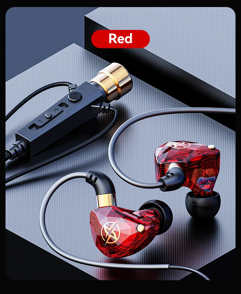 HiFi Wired Headphones with Microphone Noise-Cancelling Dynamic Earphones In Ear Earbuds Bass Headset For Sports Fitness Music