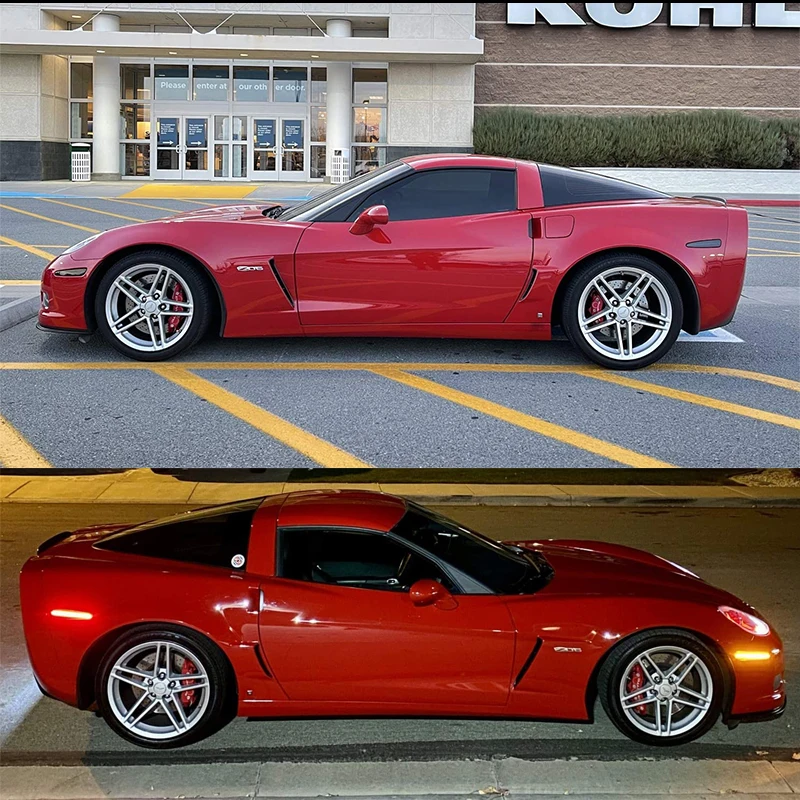 For Chevrolet Chevy Corvette C6 2005-2013 Full LED Side Marker Light Front Rear Amber Red Auto Turn Signal Lamp 12V