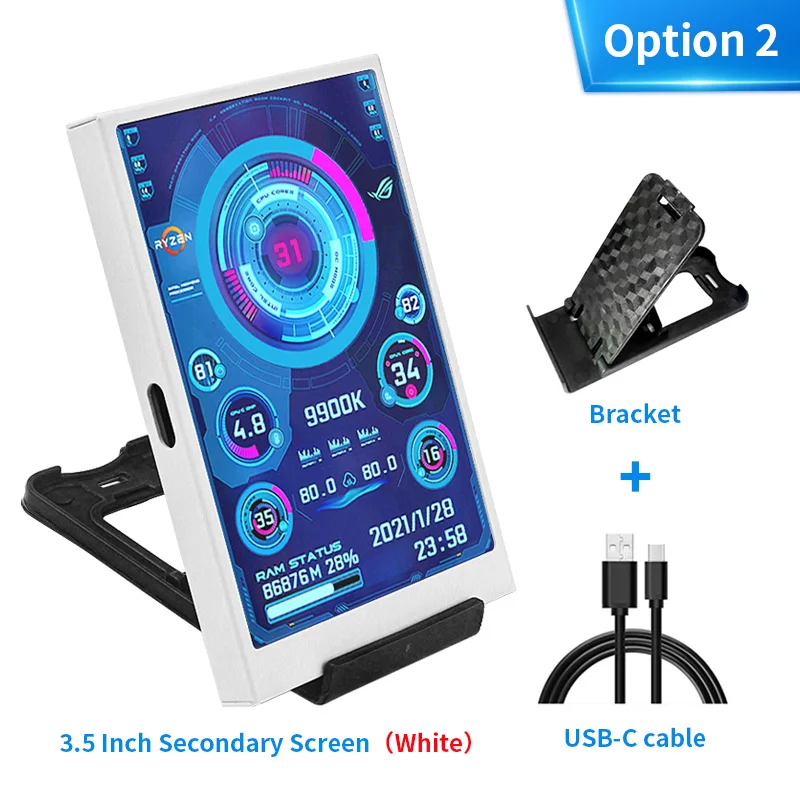 3.5 Inch IPS TYPE-C Secondary Screen DIY Computer Monitor USB-TYPEC Secondary Screen for Windows Built-in Software