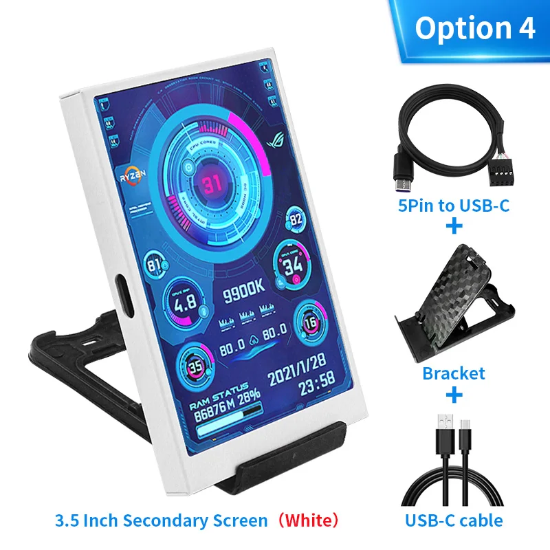 3.5 Inch IPS TYPE-C Secondary Screen DIY Computer Monitor USB-TYPEC Secondary Screen for Windows Built-in Software
