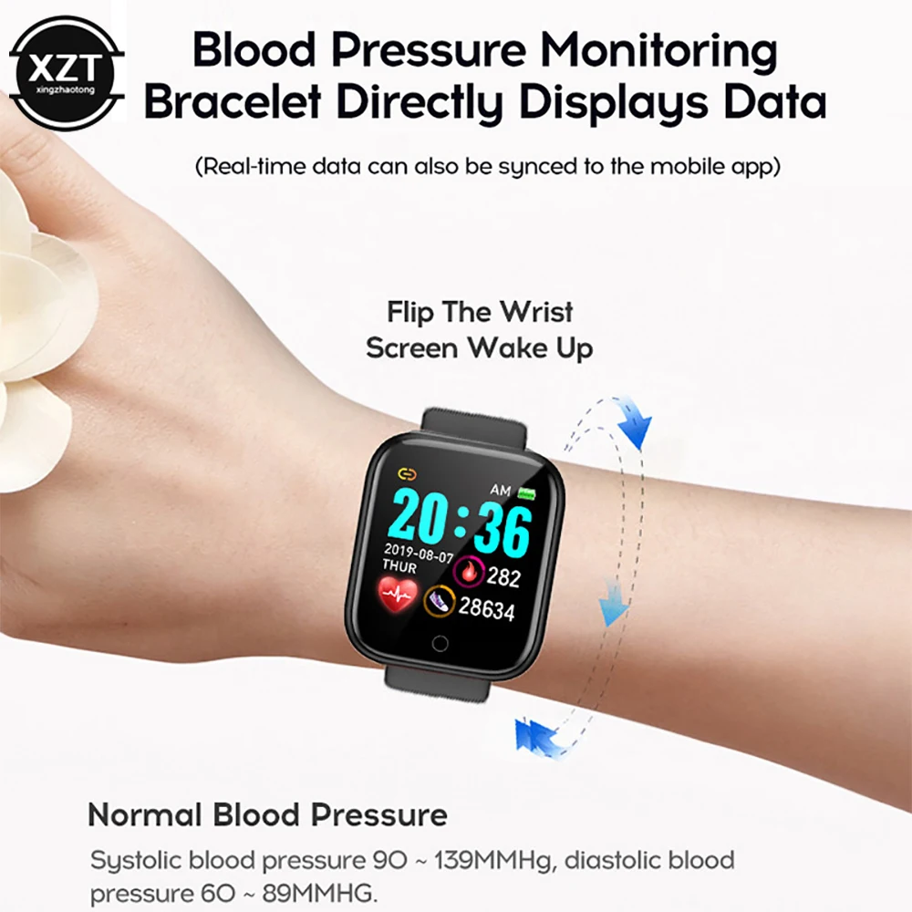 Y68 Color Screen Pedometers Sport Watches Bracelets D20 Heart Rate Blood Pressure Fitness Smart Wristband For Children Men Women