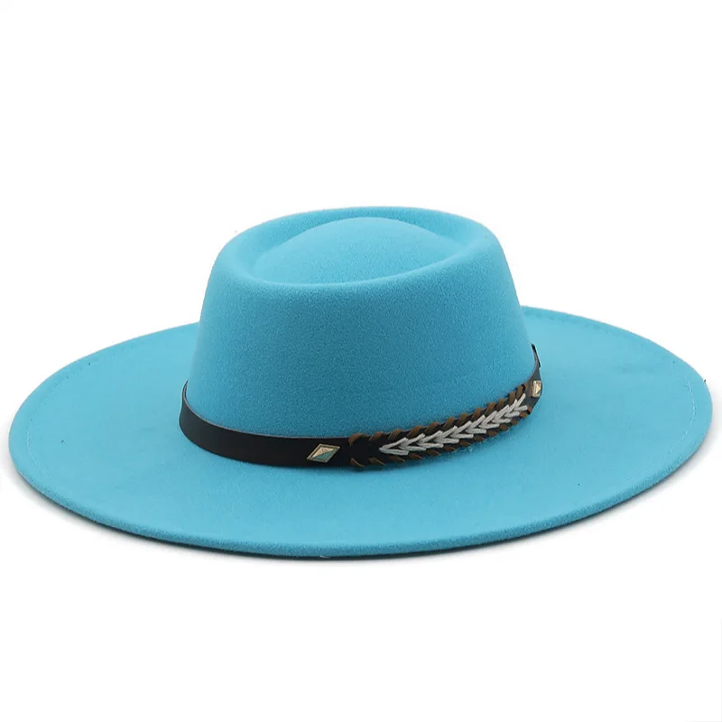 British Style Felt Fedoras Hats for Women9.5CM Wide Brim Men Formal Luxury Jazz Caps Bowler Wedding Dress Hat Chapeau Femme