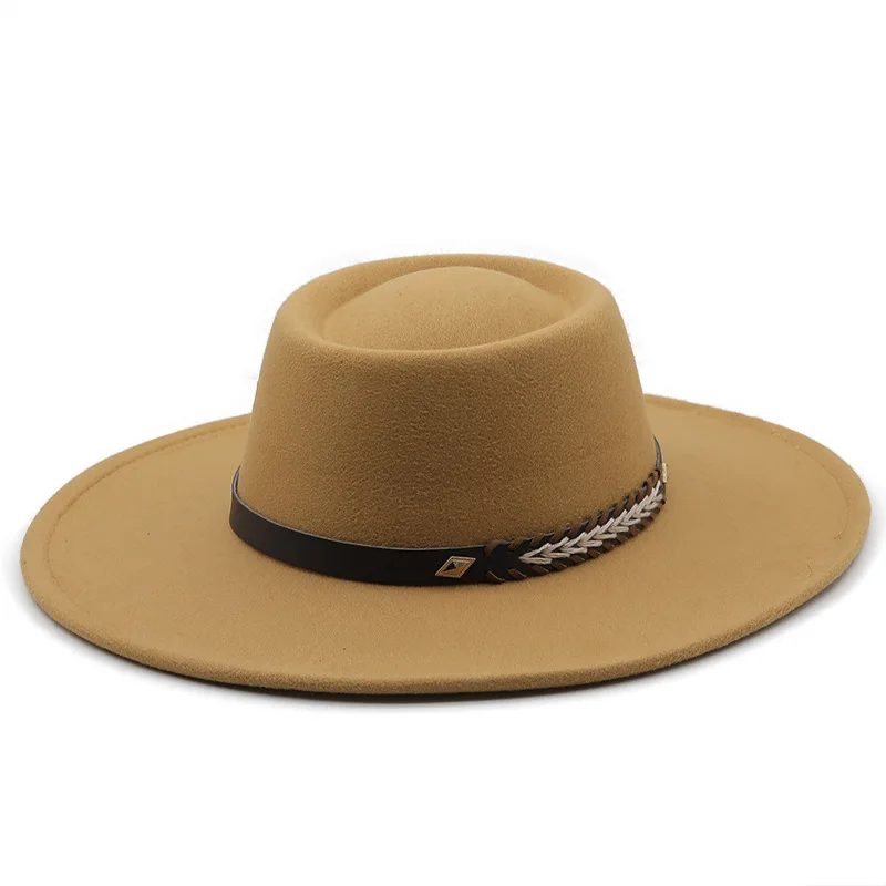 British Style Felt Fedoras Hats for Women9.5CM Wide Brim Men Formal Luxury Jazz Caps Bowler Wedding Dress Hat Chapeau Femme