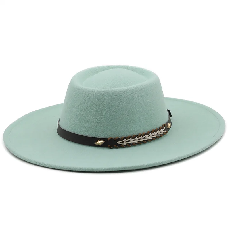 British Style Felt Fedoras Hats for Women9.5CM Wide Brim Men Formal Luxury Jazz Caps Bowler Wedding Dress Hat Chapeau Femme