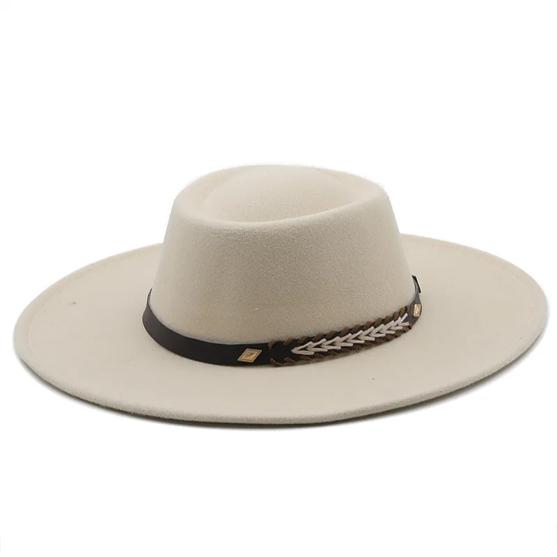 British Style Felt Fedoras Hats for Women9.5CM Wide Brim Men Formal Luxury Jazz Caps Bowler Wedding Dress Hat Chapeau Femme