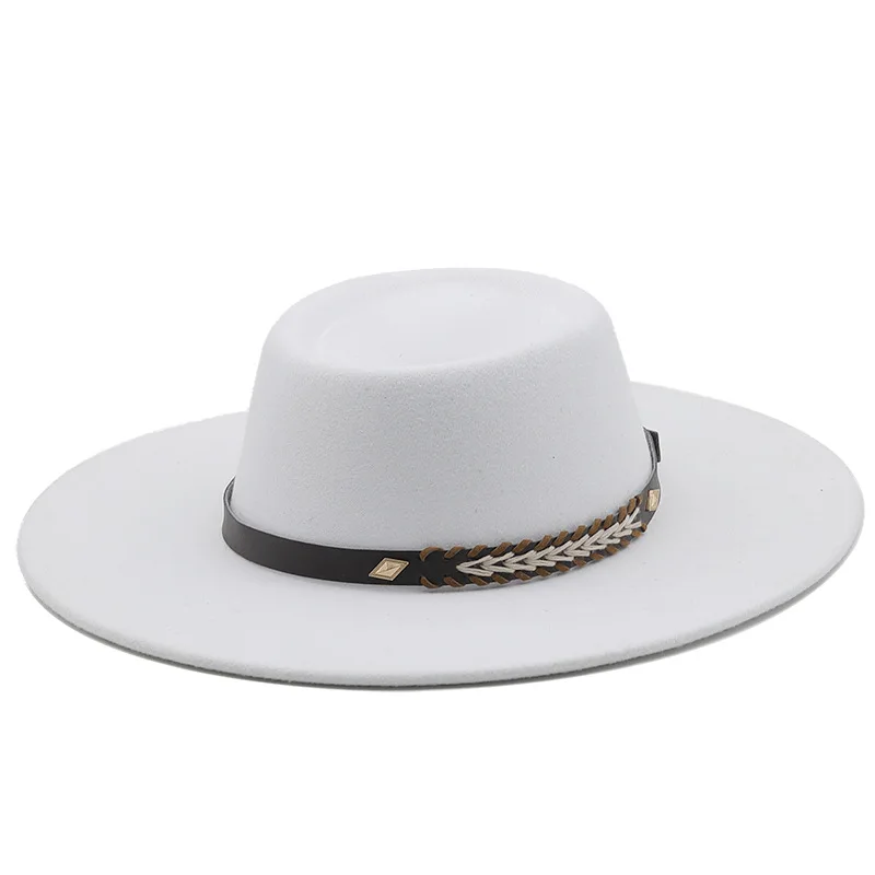 British Style Felt Fedoras Hats for Women9.5CM Wide Brim Men Formal Luxury Jazz Caps Bowler Wedding Dress Hat Chapeau Femme