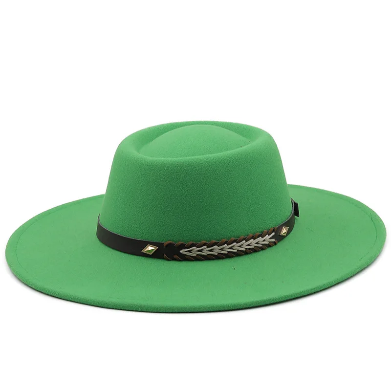British Style Felt Fedoras Hats for Women9.5CM Wide Brim Men Formal Luxury Jazz Caps Bowler Wedding Dress Hat Chapeau Femme