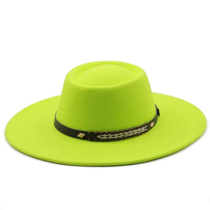 British Style Felt Fedoras Hats for Women9.5CM Wide Brim Men Formal Luxury Jazz Caps Bowler Wedding Dress Hat Chapeau Femme