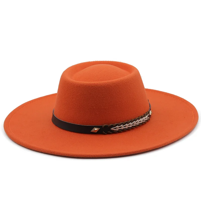 British Style Felt Fedoras Hats for Women9.5CM Wide Brim Men Formal Luxury Jazz Caps Bowler Wedding Dress Hat Chapeau Femme