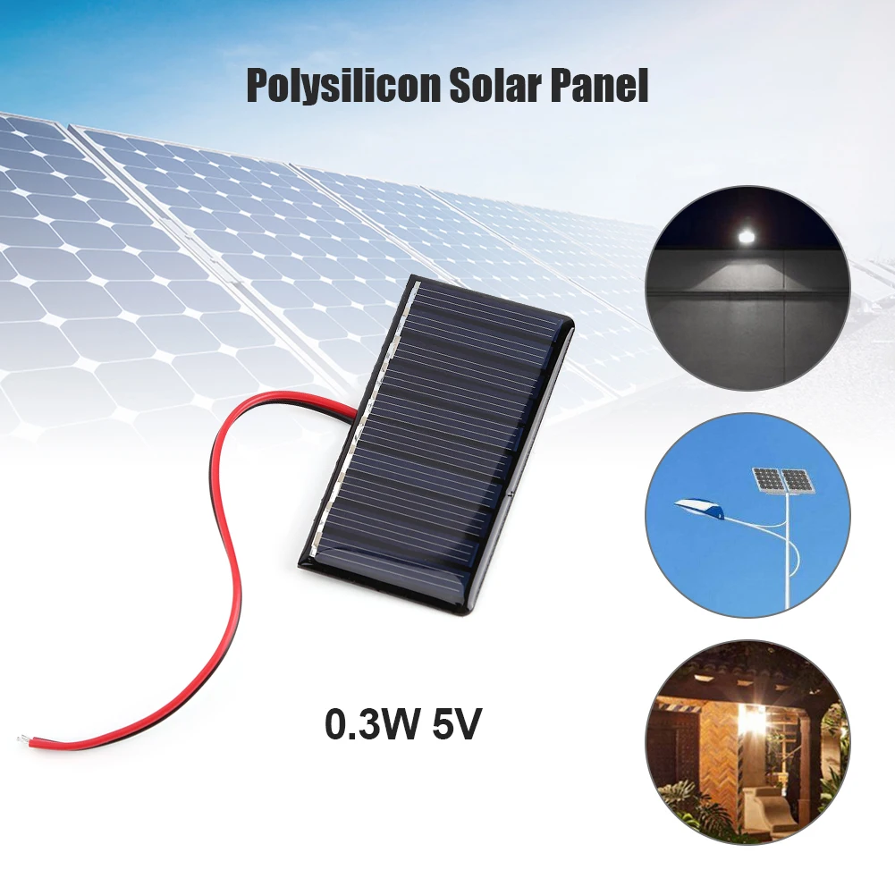 1/2/3 Pcs 0.3W 5V/0.2W 4V Solar Epoxy Panel Polysilicon Board with Wire Mini Solar System Module for Battery Power Charger Solar